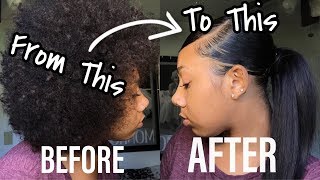 How To SLEEK LOW PONYTAIL On NATURAL HAIR 3B 3C 4A  KDiani [upl. by Aim]