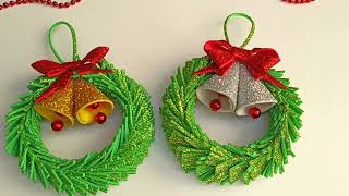 🎄 Christmas Decorations Wreath 🎄 Simple Easy Craft 🎄 [upl. by Ydassac]