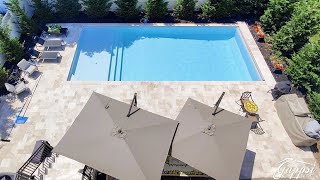 Swimming Pool with Marble Pavers Sundeck and Water Bubblers Bellmore NY [upl. by Merri]