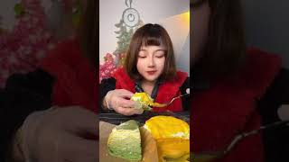 mukbang crepe cake [upl. by Ahilam]