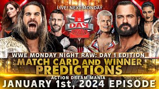 WWE RAW Day 1 2024 Match Card amp Predictions  Monday Night RAW January 1st 2024  Action Dream Mania [upl. by Beaumont]