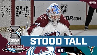 Justus Annunen holds the San Jose Sharks to one goal as Avalanche start road trip with a win [upl. by Latsyc]