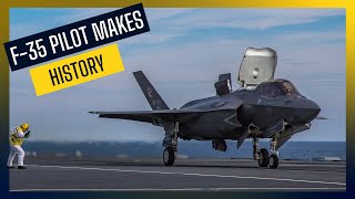 F35 pilot makes history with revolutionary way of landing on board HMS Queen Elizabeth  Royal Navy [upl. by Nongim969]