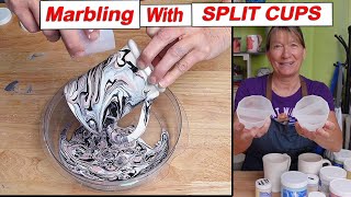 Pouring Underglaze For a Marbling Effect With Split Cups  Pottery Glazing Techniques [upl. by Lesya]