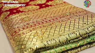 AR1869 quotThe Coke Redquot Premium Banarasi Silk SareeSilkCrystalsGolden Zari [upl. by Ekenna]