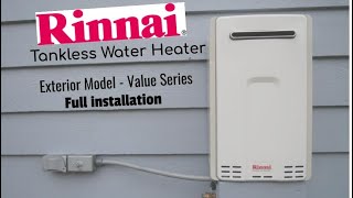 Tankless OnDemand Exterior Water Heater Install  Rinnai Value Series [upl. by Sol898]