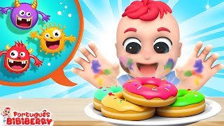 Lava as Mãos 🧼🍩 Bons Hábitos 🐸 Música Infantil  BiBiBerry em Português [upl. by Assadah]