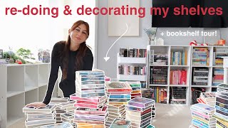 reorganize amp decorate my bookshelves with me 📖⛄️ bookshelf tour  bookmas day 3 [upl. by Polinski]