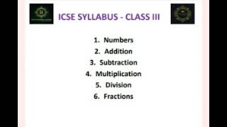 ICSE SYLLABUS  CLASS III [upl. by Magnuson928]