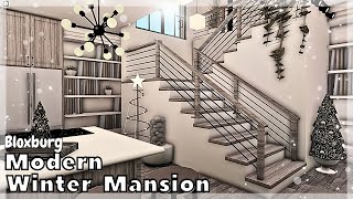 BLOXBURG Modern Winter Mansion Speedbuild interior  full tour Roblox House Build [upl. by Hsu863]