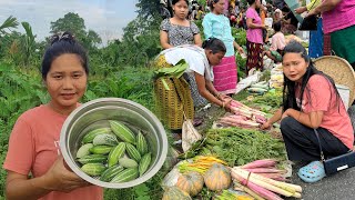 Plucking Green Vegetables from farms  Bought Vegetables from Arunachal’s Market  Donated Foods [upl. by Araiek]