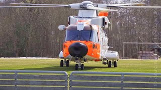 SAR Queen helikopter tar av fra fotballbane Vinjeøra apr 2022 [upl. by Ainoet]