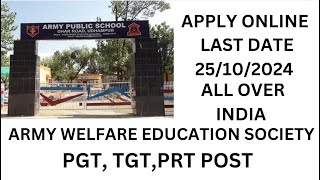 ARMY SCHOOL Army Welfare Education Society Recruitment 2024 – PGT TGT amp PRT Posts DIMASATHAIRELEE [upl. by Yendor]