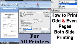 How to print odd amp Even pages in MS Office amp pdf File  Both Side printing in your printer in Hindi [upl. by Bobbe19]