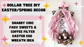 Dollar Tree DIY Spring Easter Egg Wreath with Faux Sweets amp Coffee Filters Shabby Chic Decor Idea [upl. by Enelrae703]