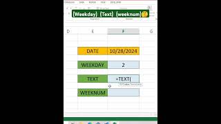 weekday  text  weeknum  ytshorts exceltutorial exceltricks excelvideos shorts [upl. by Namaj265]