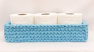 Español CESTA RECTANGULAR DE TRAPILLO CROCHET [upl. by Amaral381]