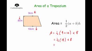 Area of a Trapezium  Corbettmaths [upl. by Ahsilram6]