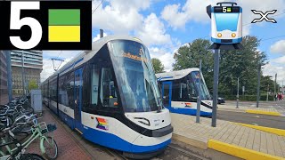 🚊 GVB Amsterdam Tramlijn 5 Cabinerit Amstelveen Stadshart  Zoutkeetsgracht  Cab Ride [upl. by Meehar588]