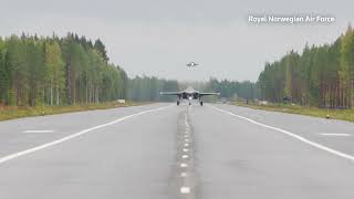 F35A fighter jets land on highway in a world first [upl. by Nylasej]