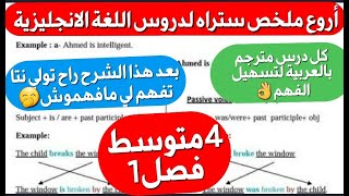 🔥و أخيرا ملخص اللغة الانجليزية الذي ينتظره تلاميذ 4متوسط فصل1 الشامل لكل الدروس مترجم بالعربية رائع [upl. by Loggins26]