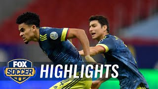 Diazs lategame heroics lift Colombia over Peru 32  2021 Copa America Highlights  FOX SOCCER [upl. by Beitz391]