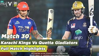 Karachi Kings Vs Quetta Gladiators  Full Match Highlights  Match 30  HBL PSL 5  2020MB2 [upl. by Weylin302]