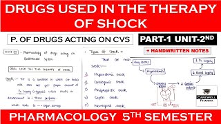 Drugs used in therapy of shock complete  Part 1 Unit 2  pharmacology 5th sem [upl. by Tomchay402]