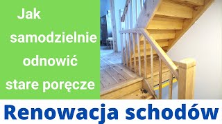 Renowacja starych poręczy Szlifowanie poręczy Renowacja schodów drewnianych [upl. by Drwde620]