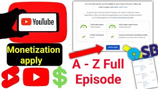 YouTube monetization apply Full Payment monetization applymonetization adsense youtuber [upl. by Ariam769]