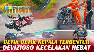 DETIK DETIK MOTOR HANCUR KEPALA TERBENTUR DEVIZIOSO TIKUNGAN 9 TES PRAMUSIM MOTOGP SIRKUIT MANDALIKA [upl. by Eemia310]