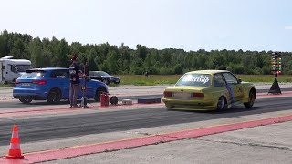 2018 Audi RS3 Sportback 25 TFSI vs BMW 325 E30 Folger Turbo 14 mile drag race [upl. by Kelvin]