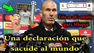 La feroz declaración de Zidane tras la derrota del Real ante el Milan revela el llamado de Pérez [upl. by Nybor]