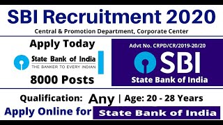 SBI Recruitment  SBI  sbi Login free job alert  sarkari naukri 2020  free job alert 2020 [upl. by Naenaj856]