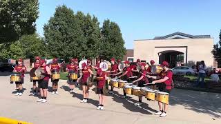 State Storm drumline warmup before tailgating tour [upl. by Halyak]