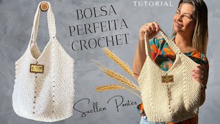 Bolsa de Croche INCRÍVEL  Muito Facil  Fundo Quadrado  TUTORIAL Croche  Suellen Pontes [upl. by Hteazile]