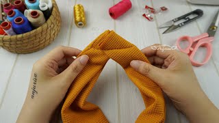 2 Minutes SUPER EASY Twisted Turban Headband ❤️ DIY Twist Headband Sewing Tutorial [upl. by Lengel]