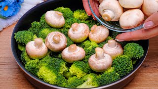 I cook this broccoli 3 times a week Recipe for broccoli and mushrooms in a frying pan Delicious [upl. by Larena126]