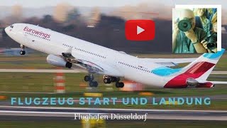 Plane takeoff and plane landing at Dusseldorf Airport [upl. by Charla]