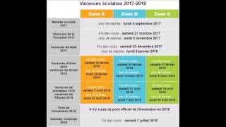 vacances scolaires 2017  2018 [upl. by Alanah229]