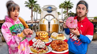 We Ate The UNHEALTHIEST Foods At Universal Studios For 24 Hours [upl. by Attenyw986]