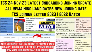 TCS 24Nov23 Latest Onboarding Update Remaining Joining  TCS Joining Date Ninja Digital 2023 Batch [upl. by Dnaltruoc854]