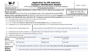 Form W7 Walkthrough Application for IRS Individual Taxpayer Identification Number [upl. by Herbie]