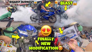 Finally Full Modification Done😍 Biggest Burnout😱 Tyre Blast R15😍 Preparation for Ladakh Ride [upl. by Justina]