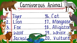 30 Carnivorous Animals Name  Carnivores Animals Name in English  Flesh eating Animals [upl. by Quillon316]