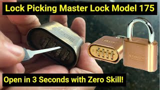 🔒Lock Picking ● Open Master Lock 4Digit Combination Padlock in 3 Seconds Model 175 [upl. by Atsev]