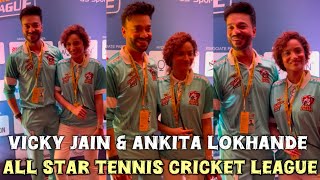 Vicky Jain amp Ankita Lokhande arrives for Support Team at All Star Tennis Cricket League [upl. by Remark65]