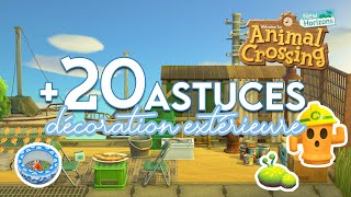 20 ASTUCES POUR VOTRE DÉCO EXTÉRIEURE 🌼  ANIMAL CROSSING NEW HORIZONS [upl. by High]