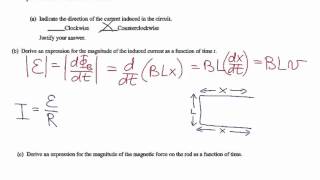 AP EM FR 2007 EM 3 Induced EMF for Conductor Moving Along Conducting Rails [upl. by Spark627]