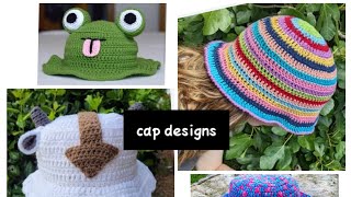 Crochet caps design  Handmade caps styles Winter topicaps designs [upl. by Airdnala]